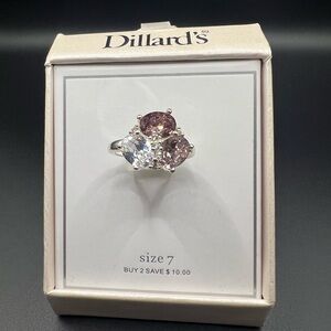 Silver and Pink Cocktail Ring